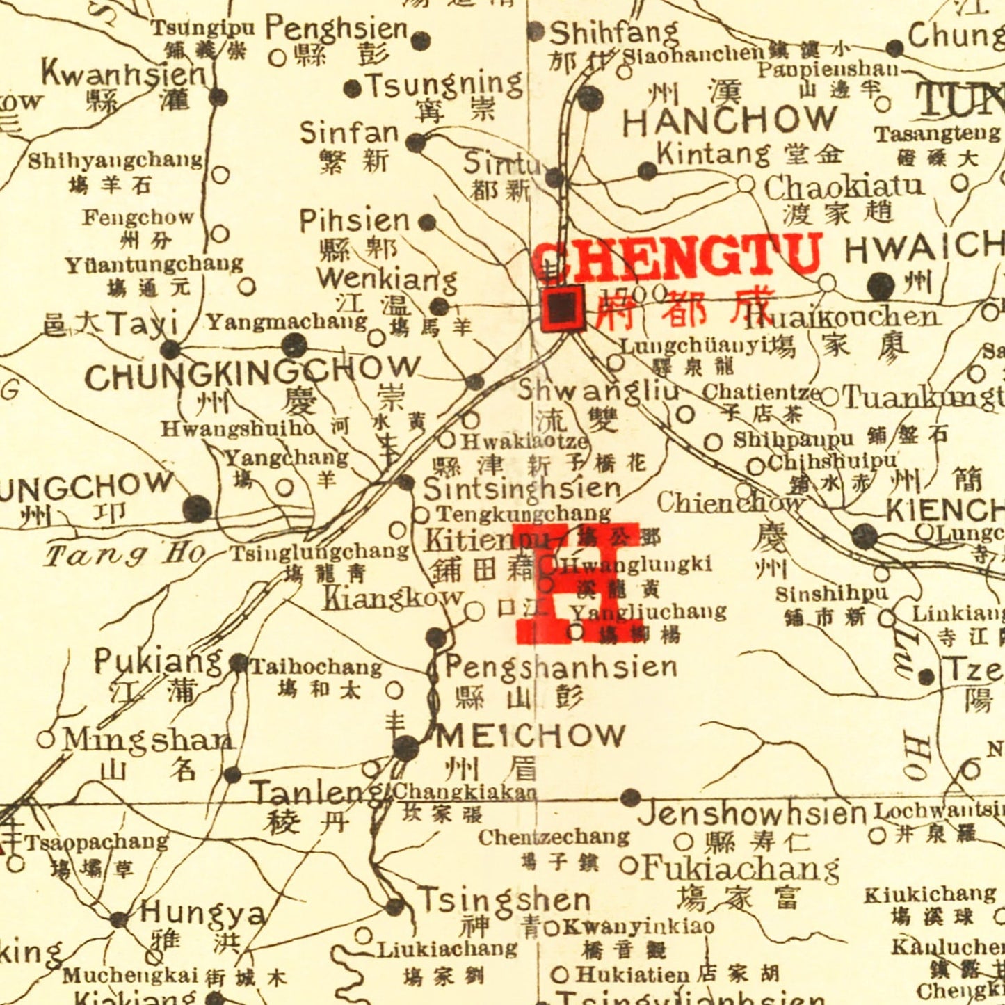 Vintage Map of Szechwan, China, 1917