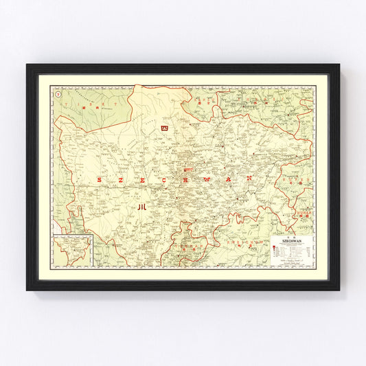 Vintage map of Szechwan, China, 1917