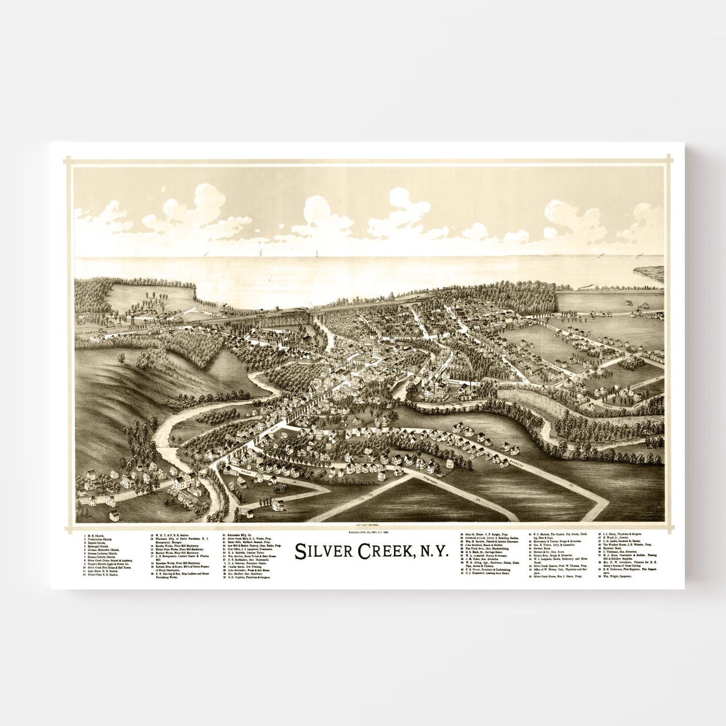 Vintage Map of Silver Creek, New York, 1892