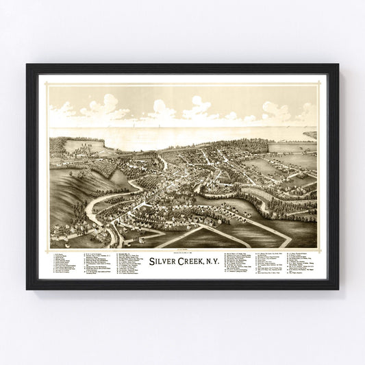 vintage map of Silver Creek, New York, 1892