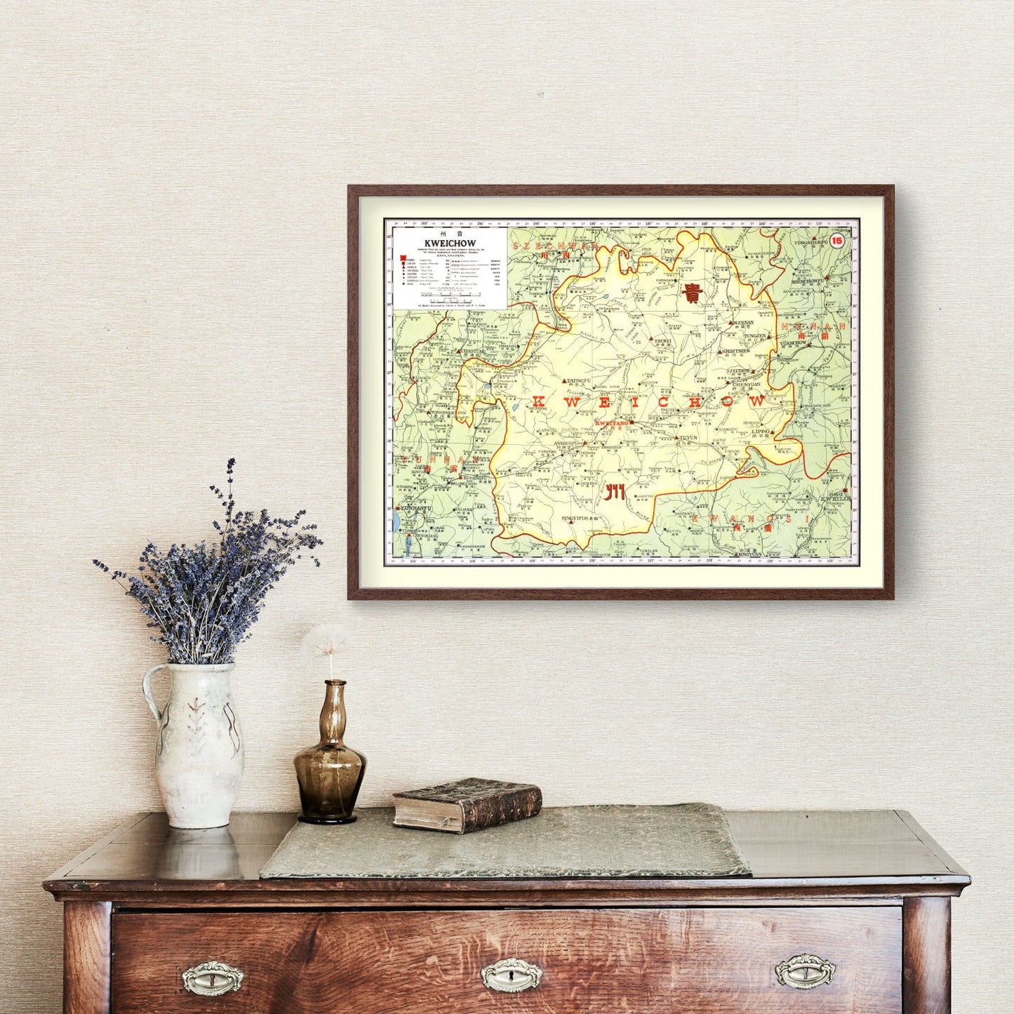 Vintage Map of Kweichow, China, 1917