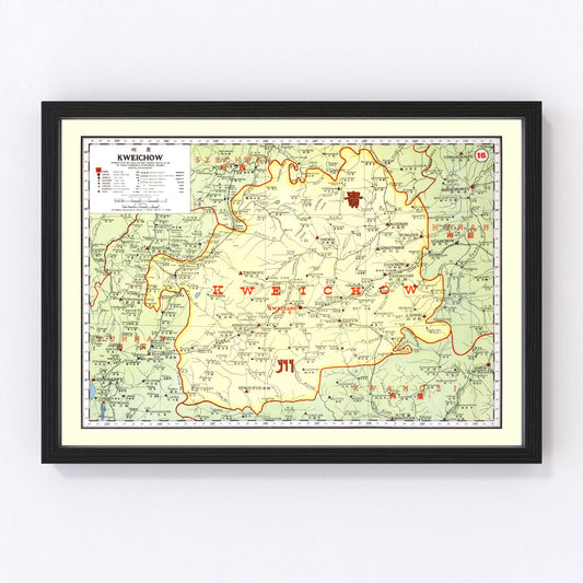 vintage map of Kweichow, China, 1917