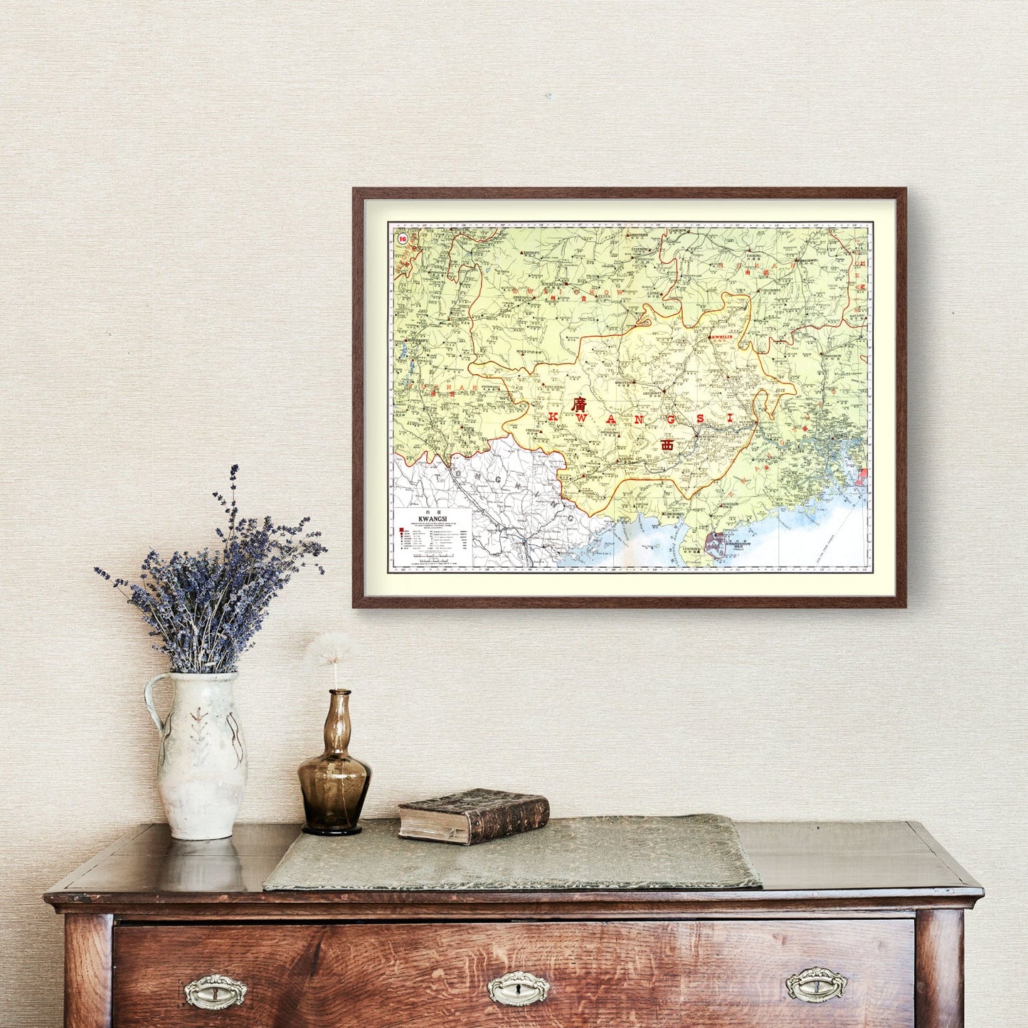Vintage Map of Kwangsi, China, 1917