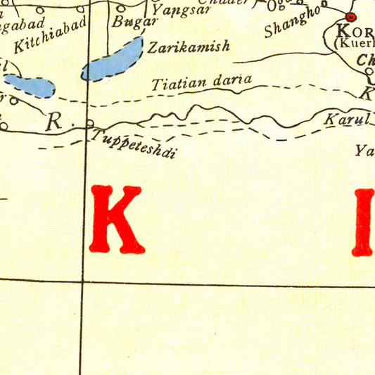 Vintage Map of Sinkiang, China, 1917