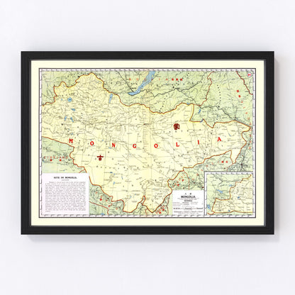 vintage map of Mongolia, 1917