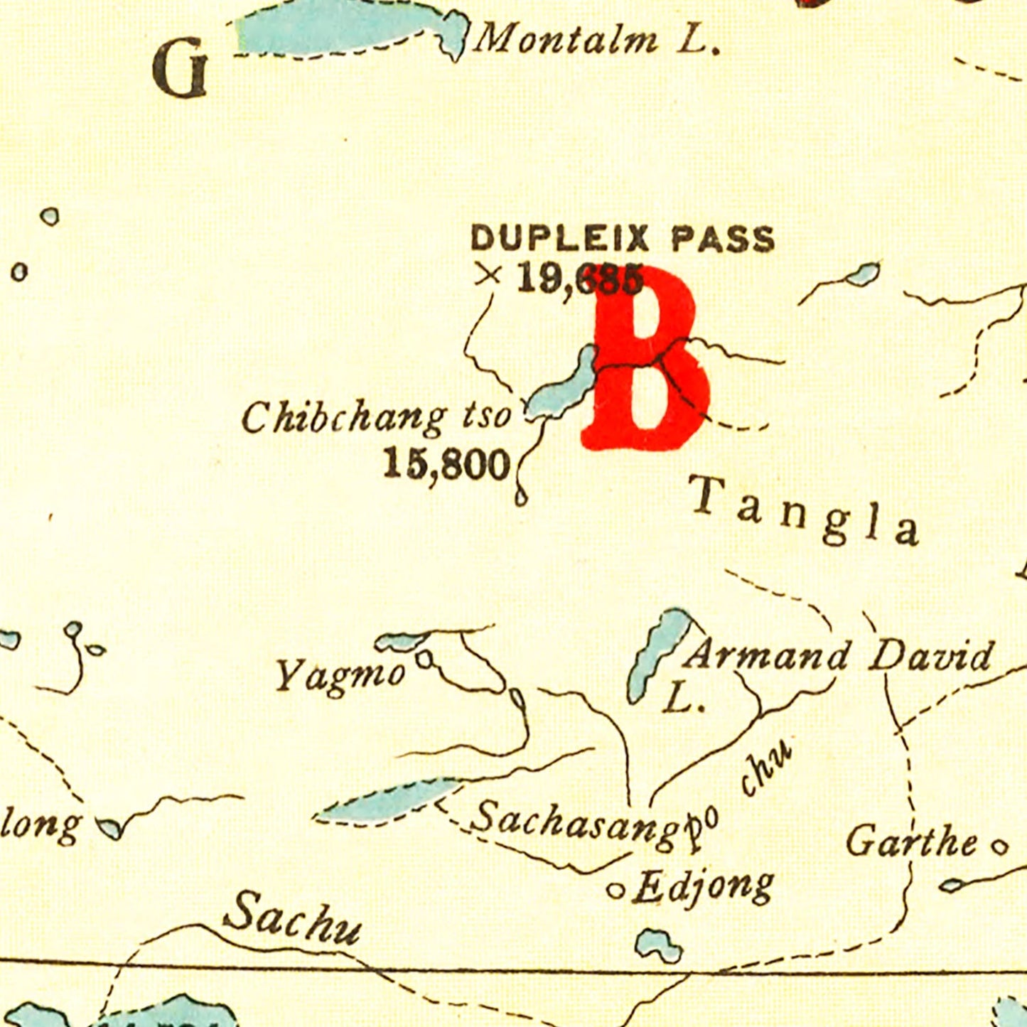 Vintage Map of Tibet, China, 1917