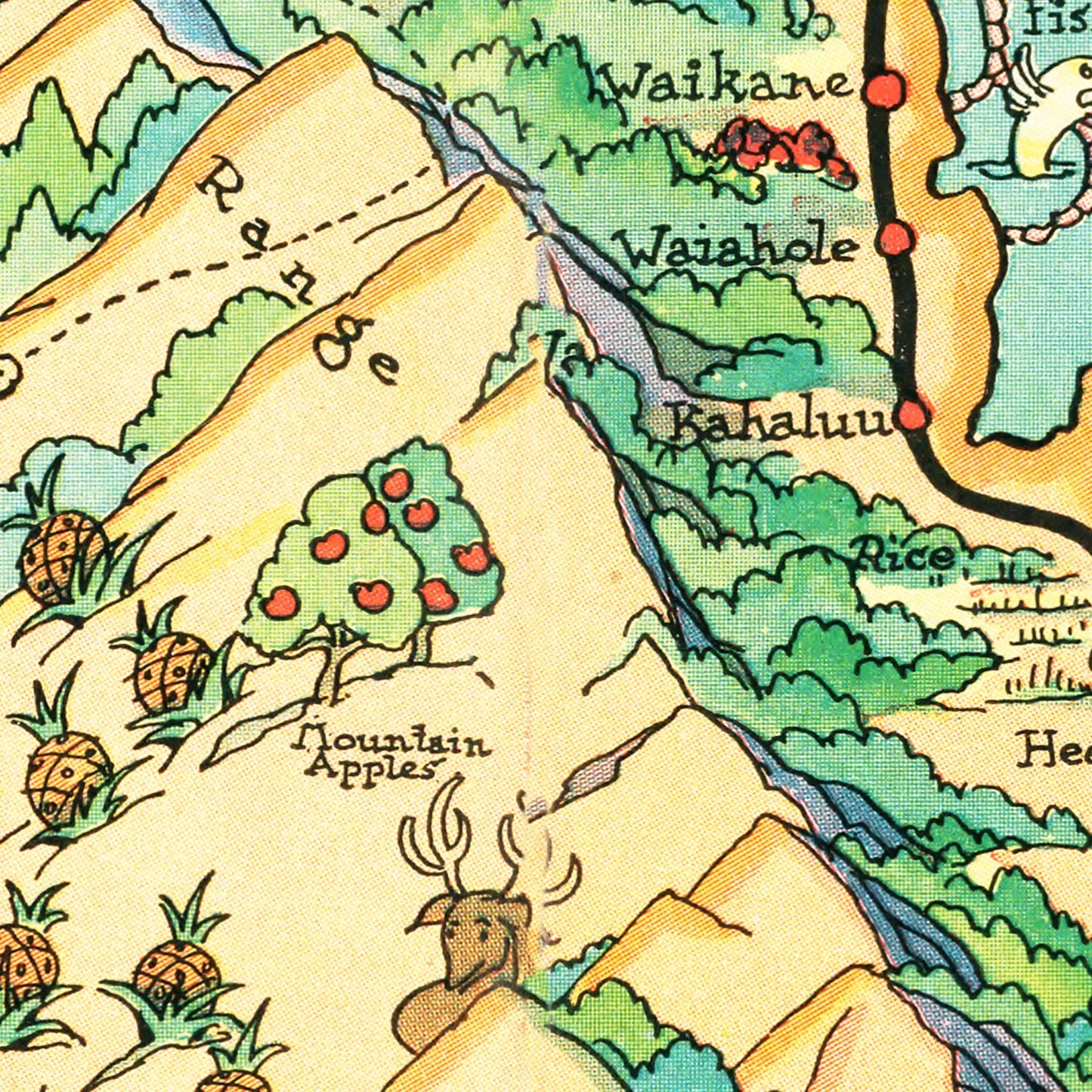 Vintage Map of Oahu, Hawaii, 1935