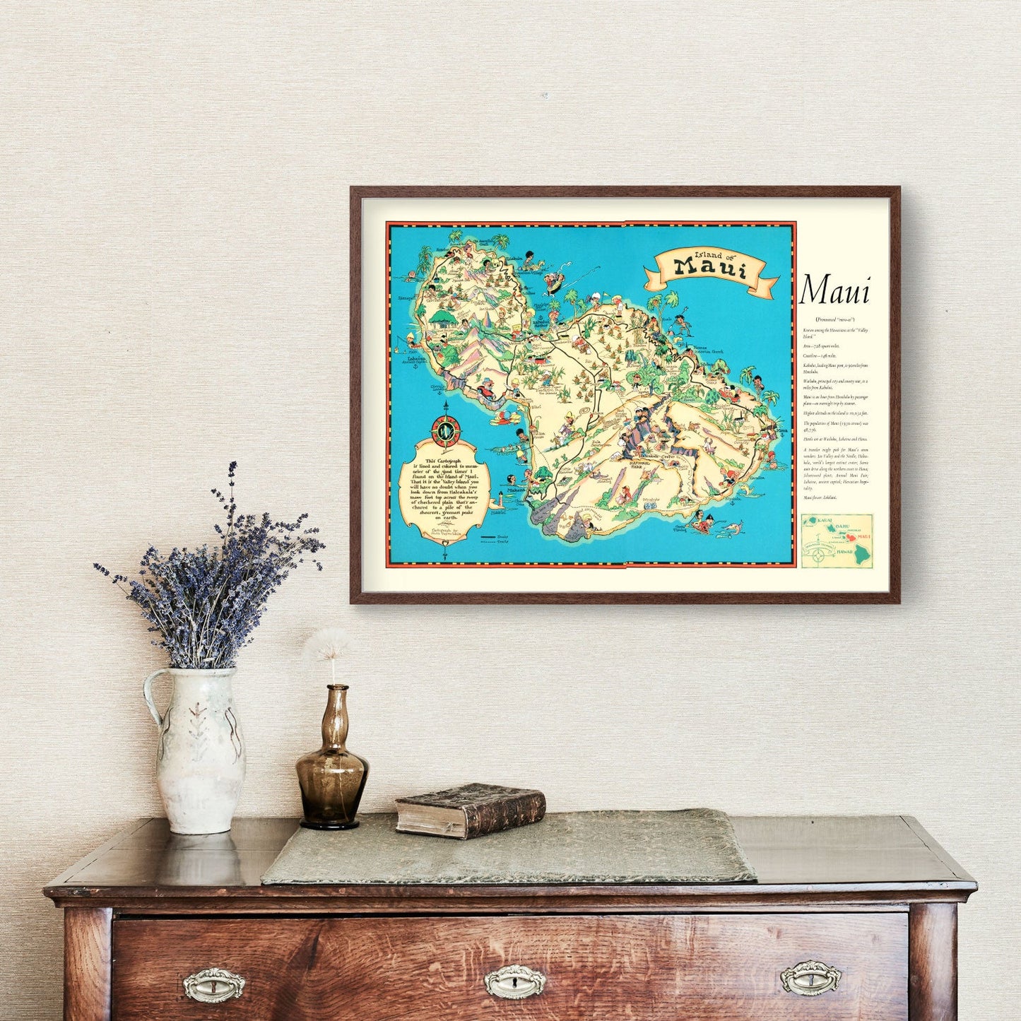 Vintage Map of Maui County, Hawaii, 1935