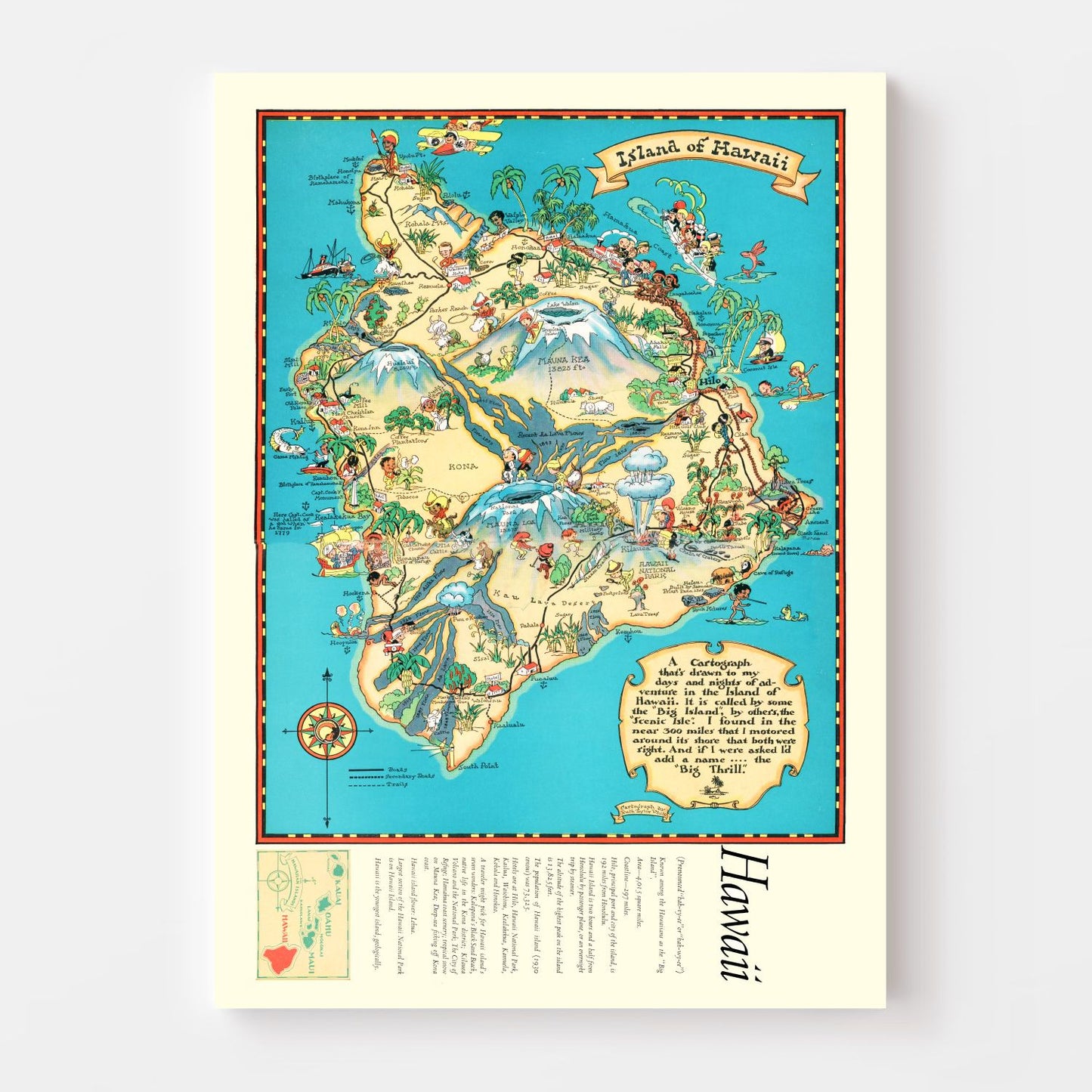 Vintage Map of Hawaii, 1935 (Regional)