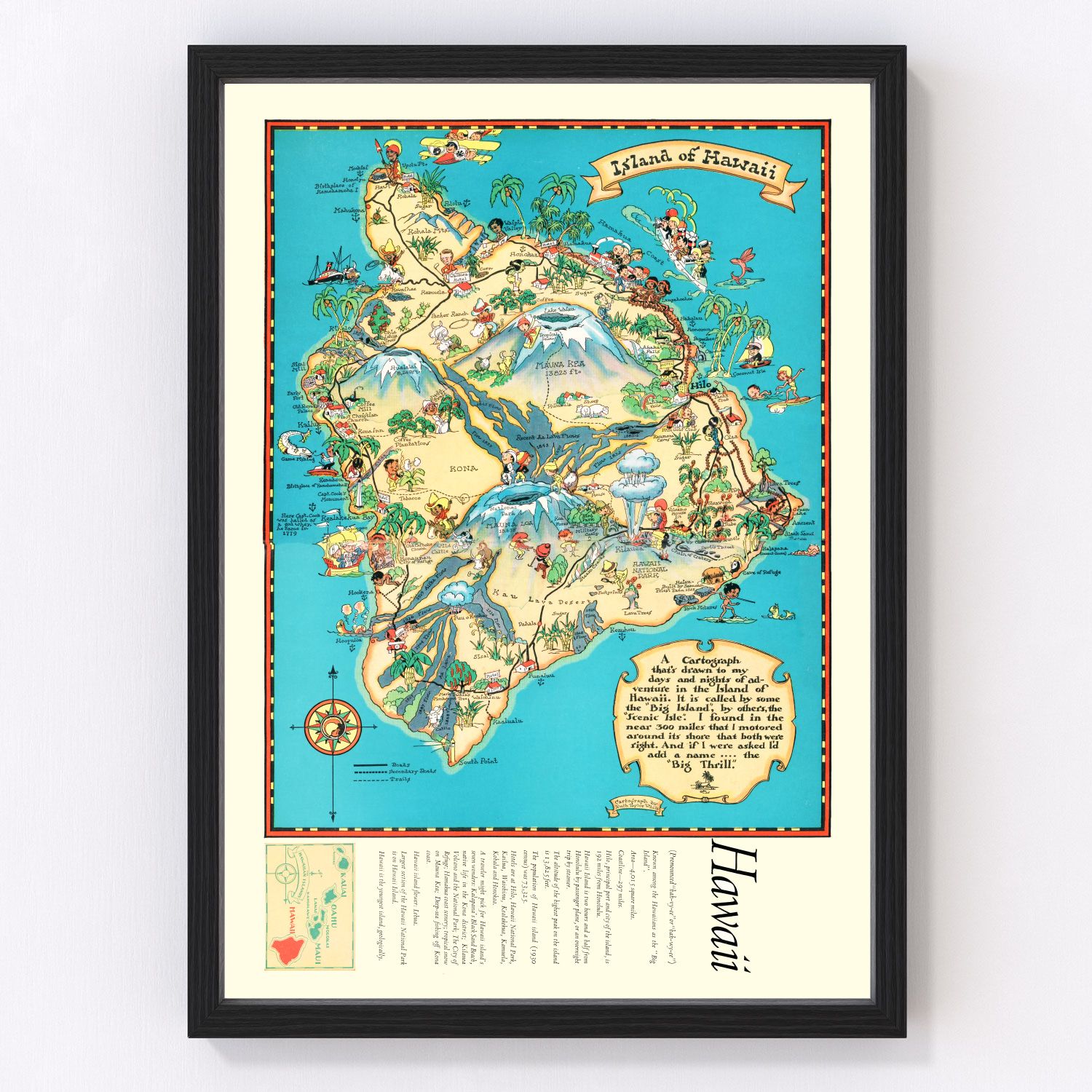 Vintage map of a Hawaii region, 1935