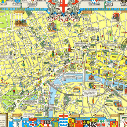 Vintage Map of London, England 1965