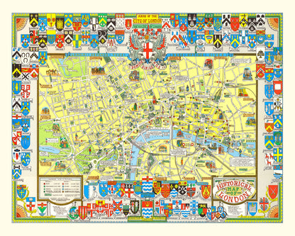 Vintage Map of London, England 1965