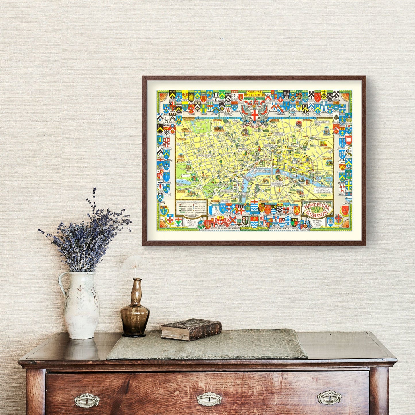 Vintage Map of London, England, 1965