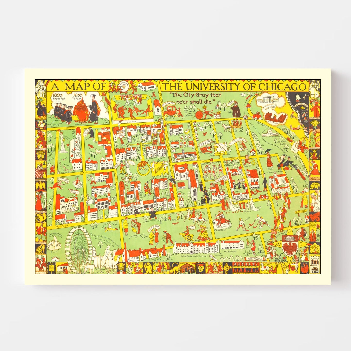 Vintage Map of University of Chicago Area, 1932