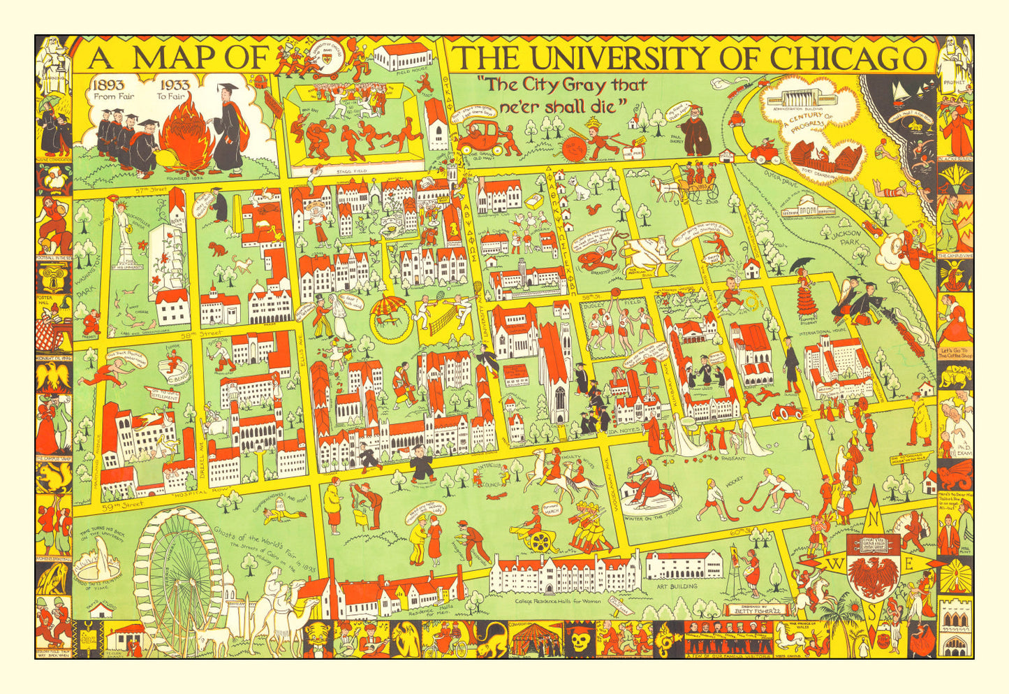 Vintage Map of University of Chicago Area, 1932