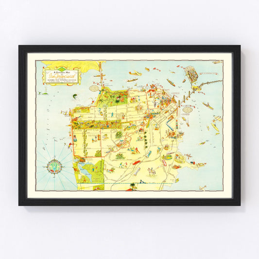 vintage map of San Francisco, California, 1939
