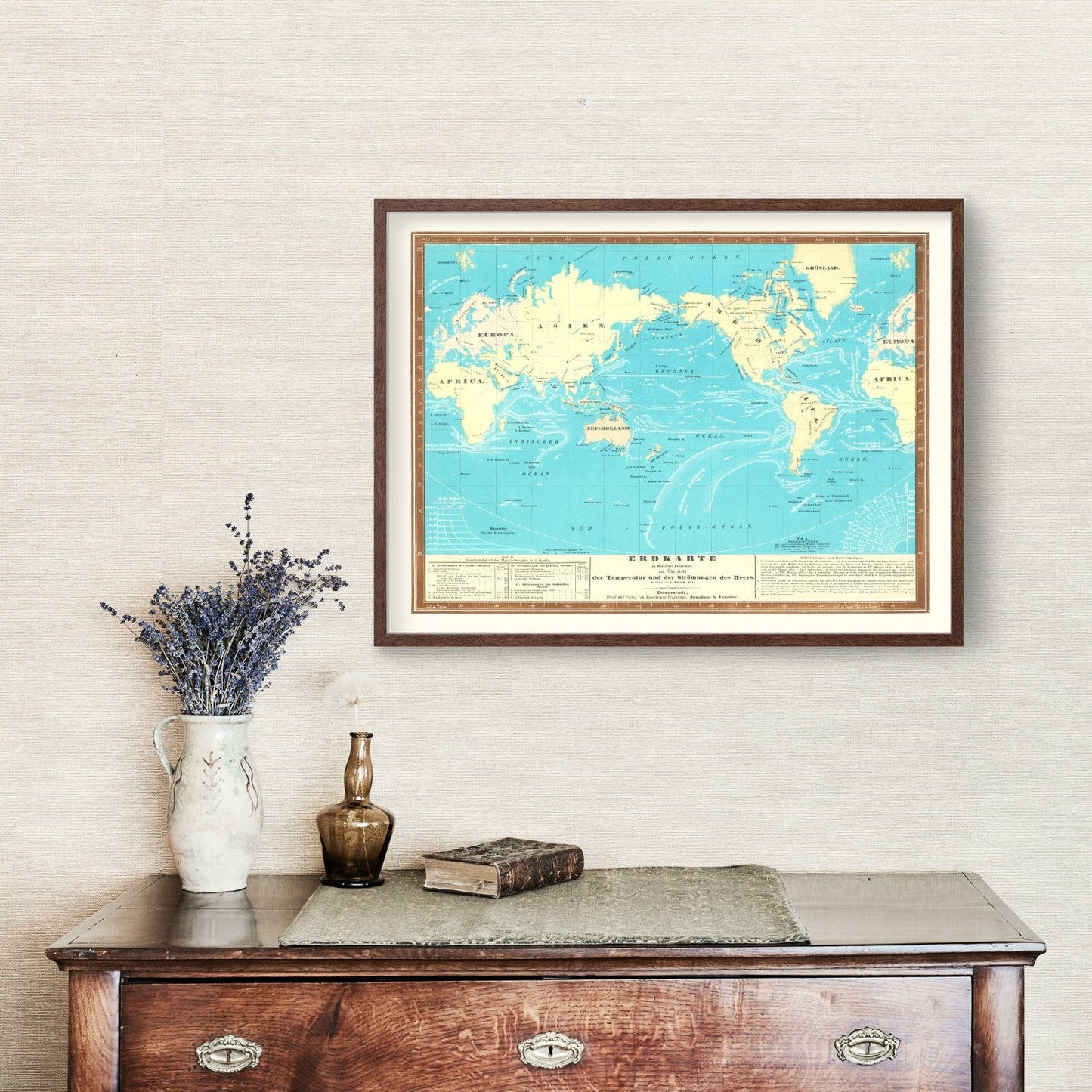 Erdkarte Vintage World Map, 1845