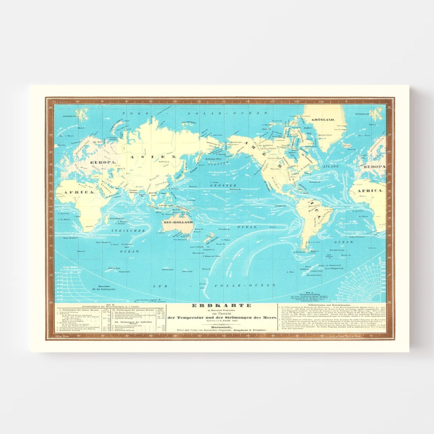 Erdkarte Vintage World Map, 1845