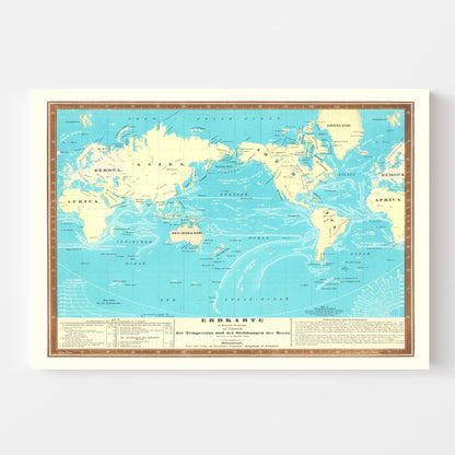 Erdkarte Vintage World Map, 1845