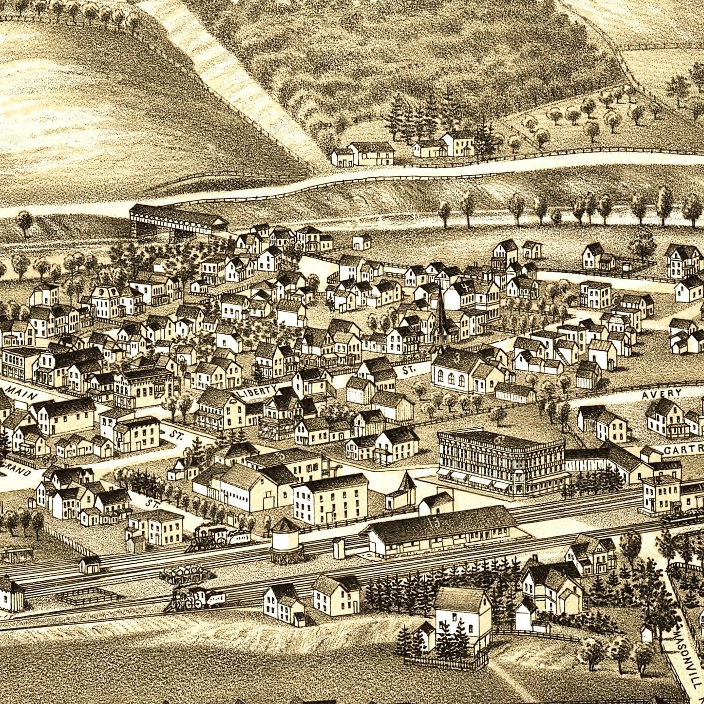 Vintage Map of Sidney, New York, 1887