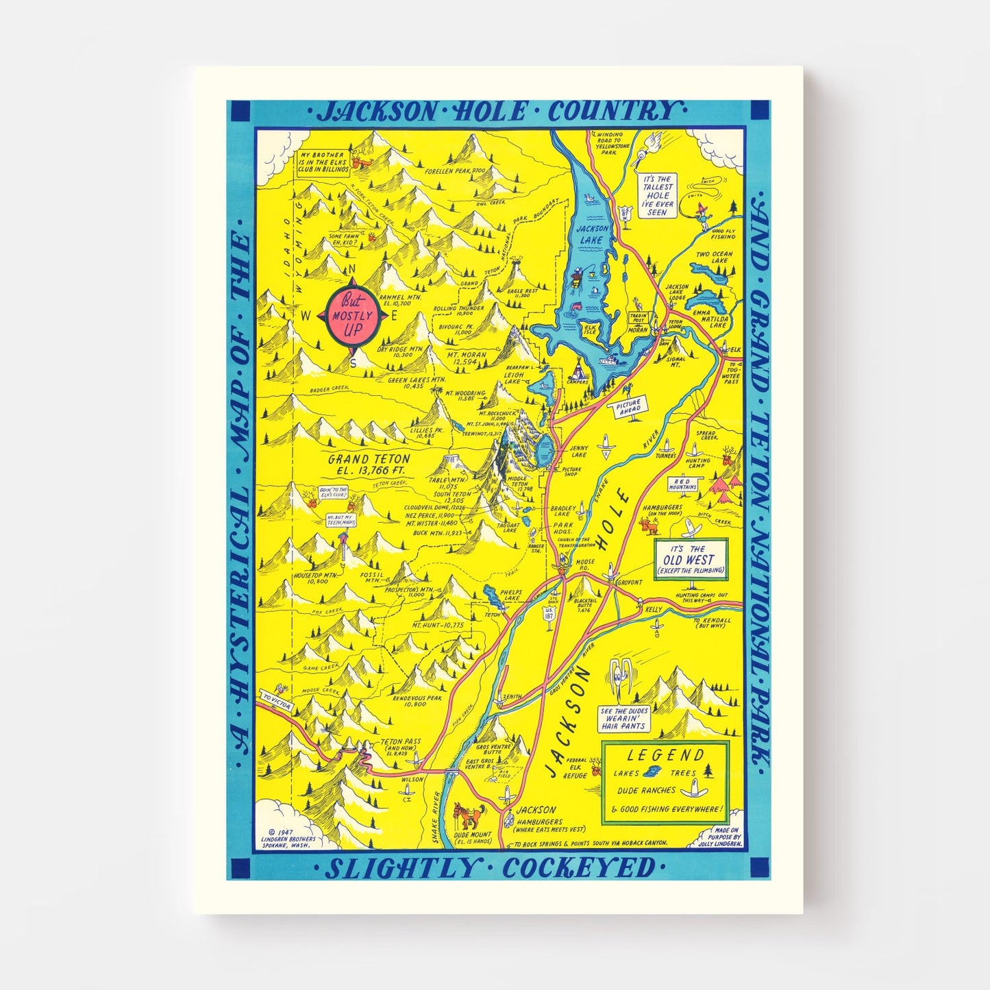 Vintage Grand Teton National Park Map, 1947