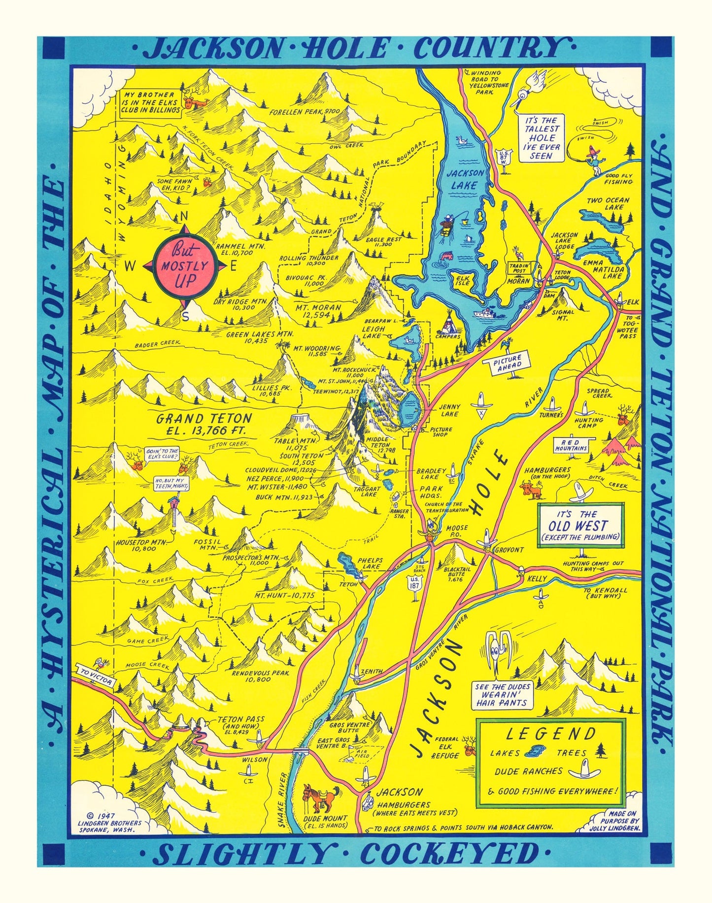 Vintage Grand Teton National Park Map, 1947