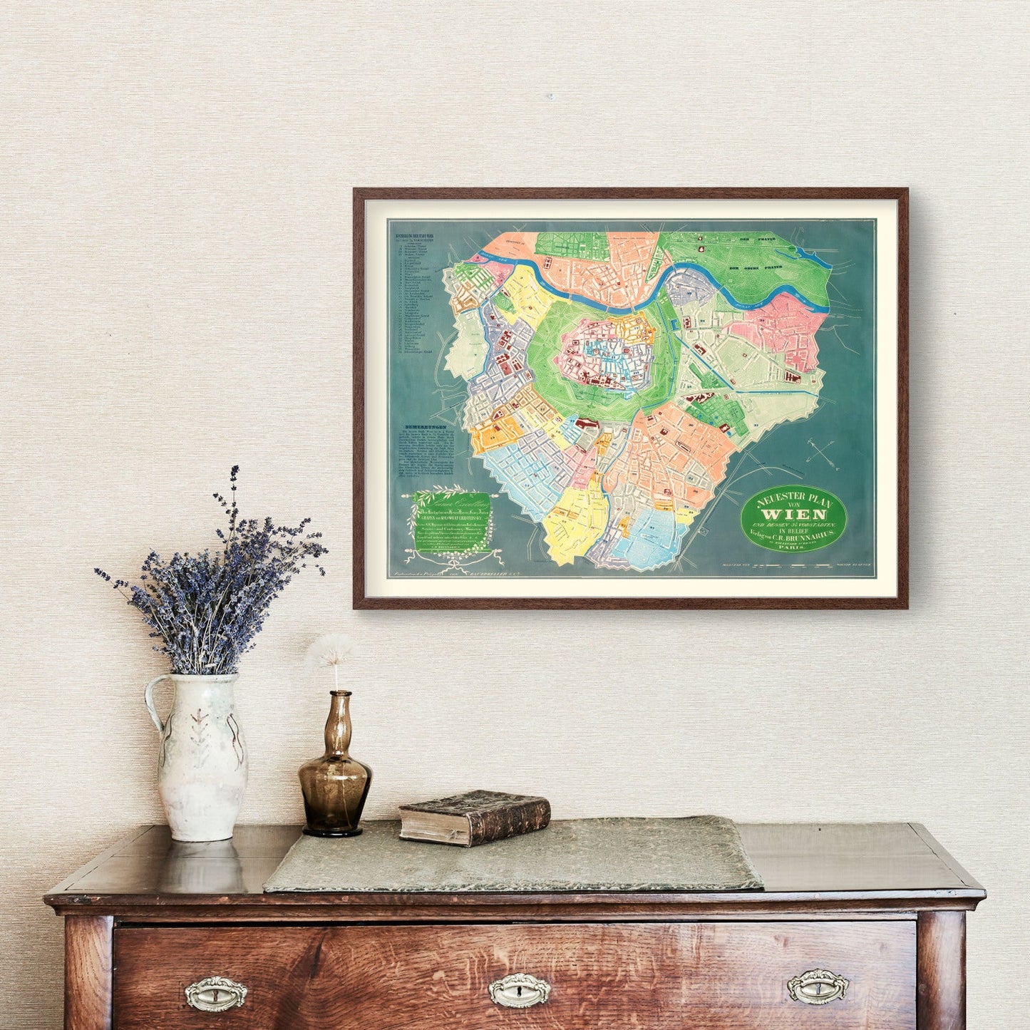 Vintage Map of Vienna, Austria, 1843