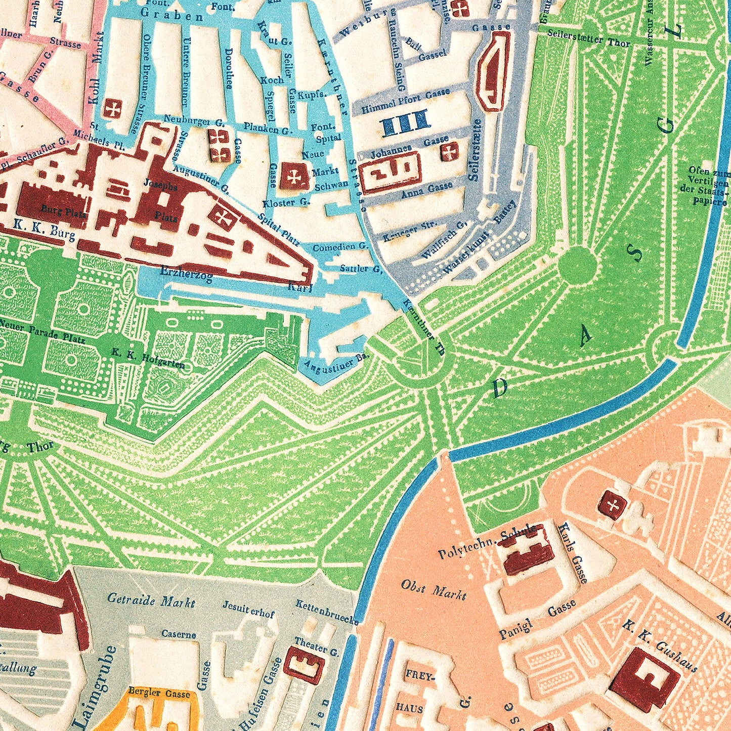 Vintage Map of Vienna, Austria, 1843