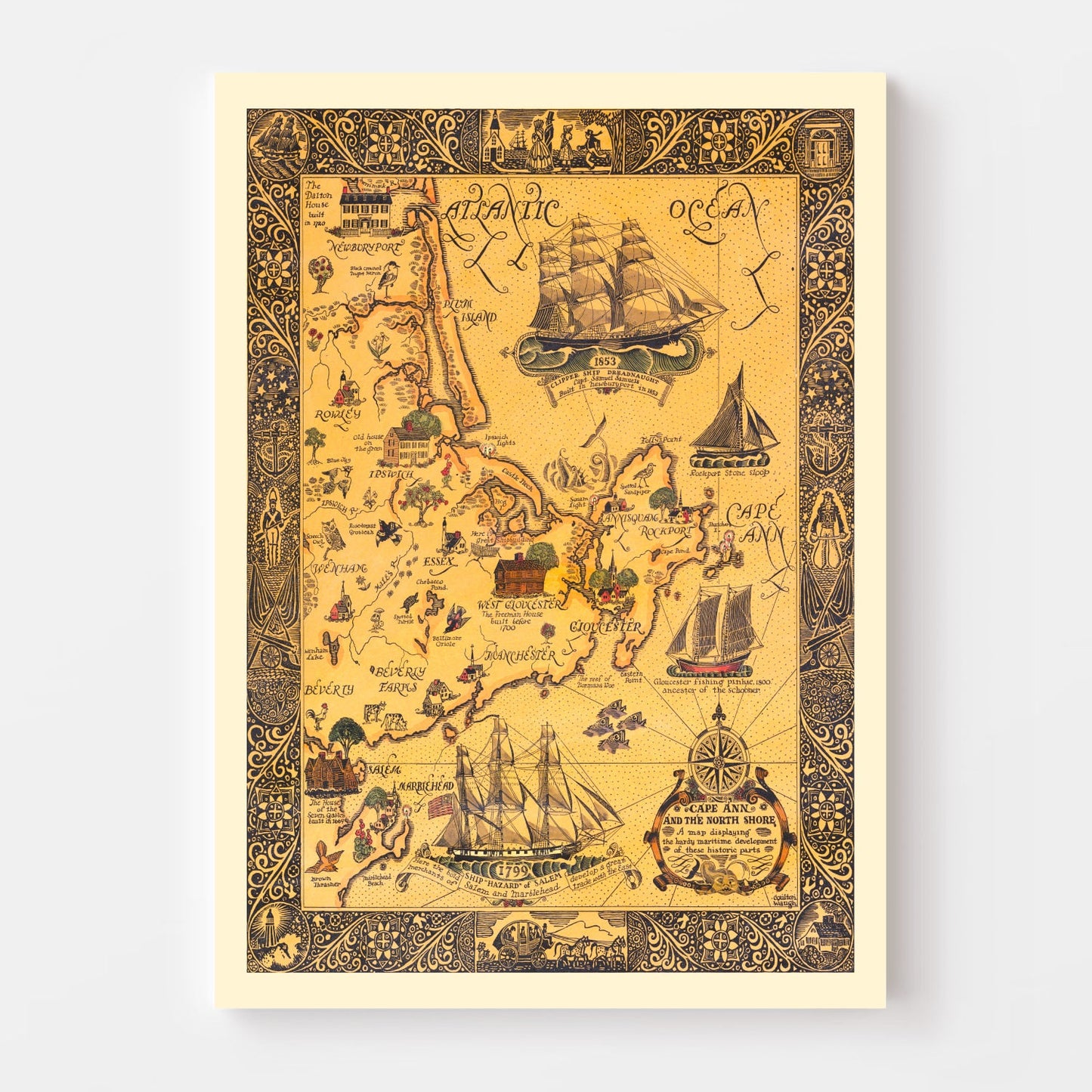 Vintage Map of Cape Ann, Massachusetts, 1927