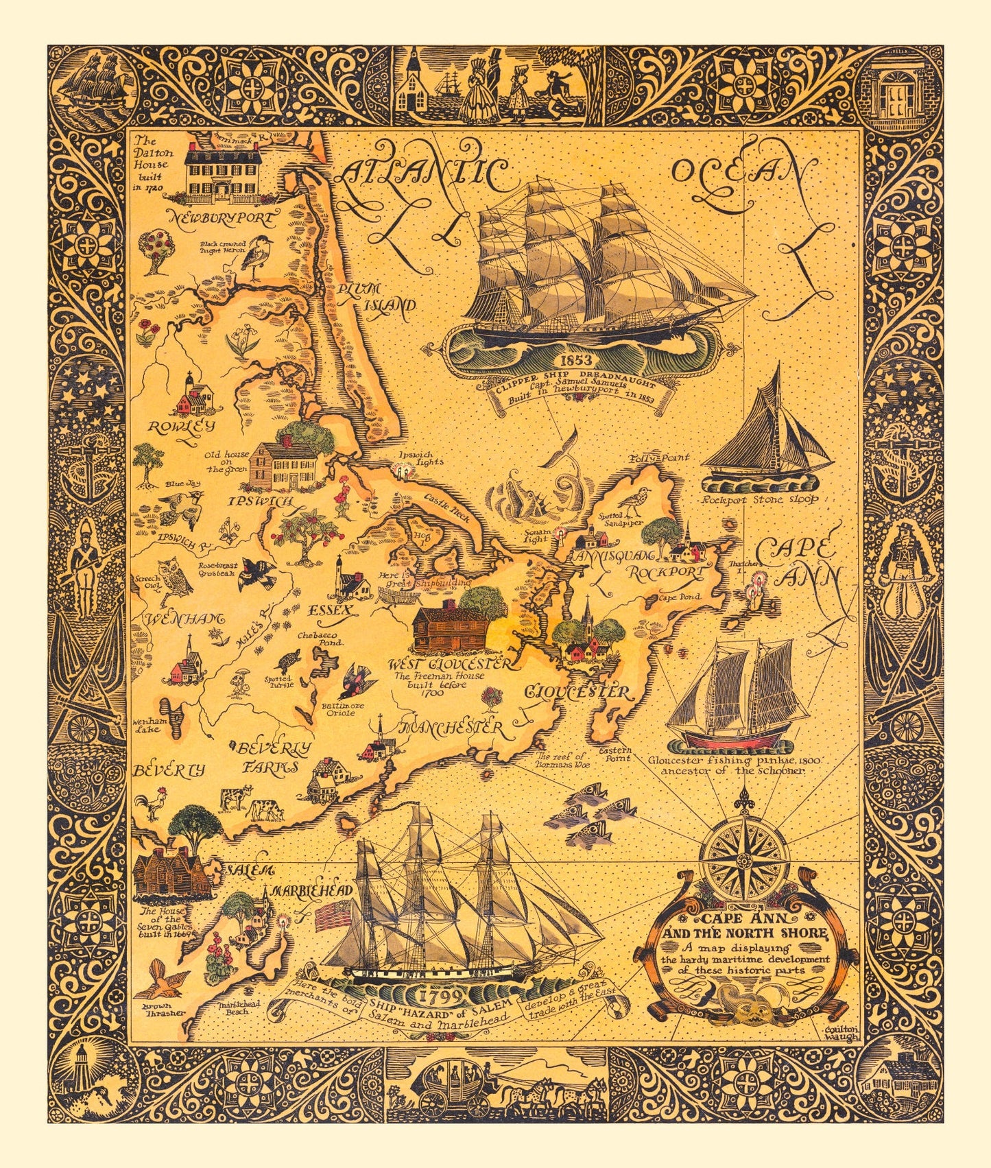 Vintage Map of Cape Ann, Massachusetts, 1927