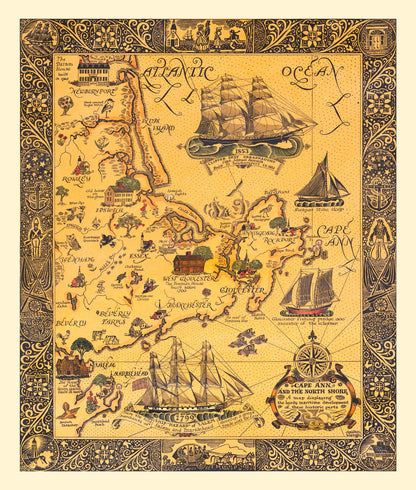 Vintage Map of Cape Ann, Massachusetts, 1927