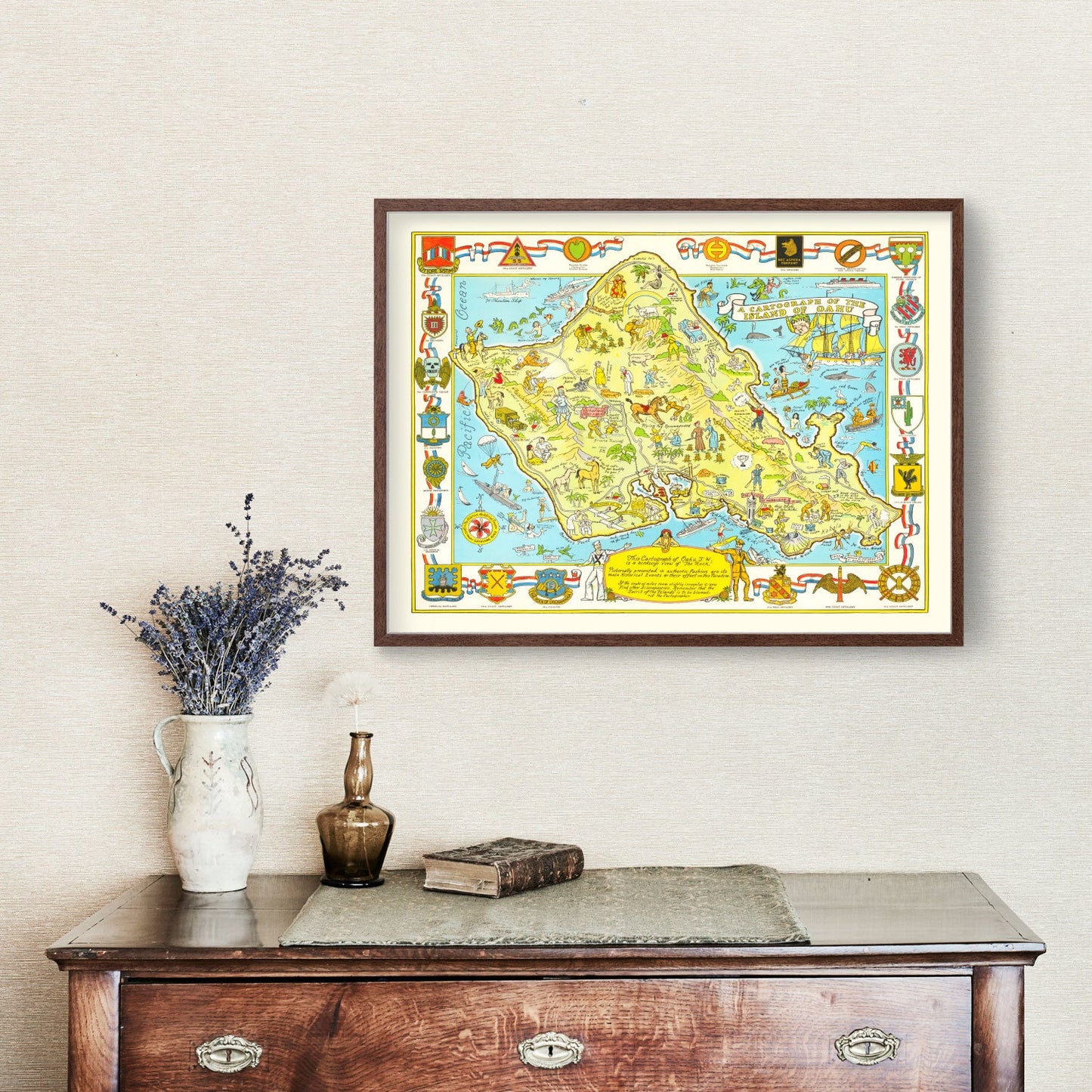 Vintage Map of Oahu, Hawaii, 1933 II