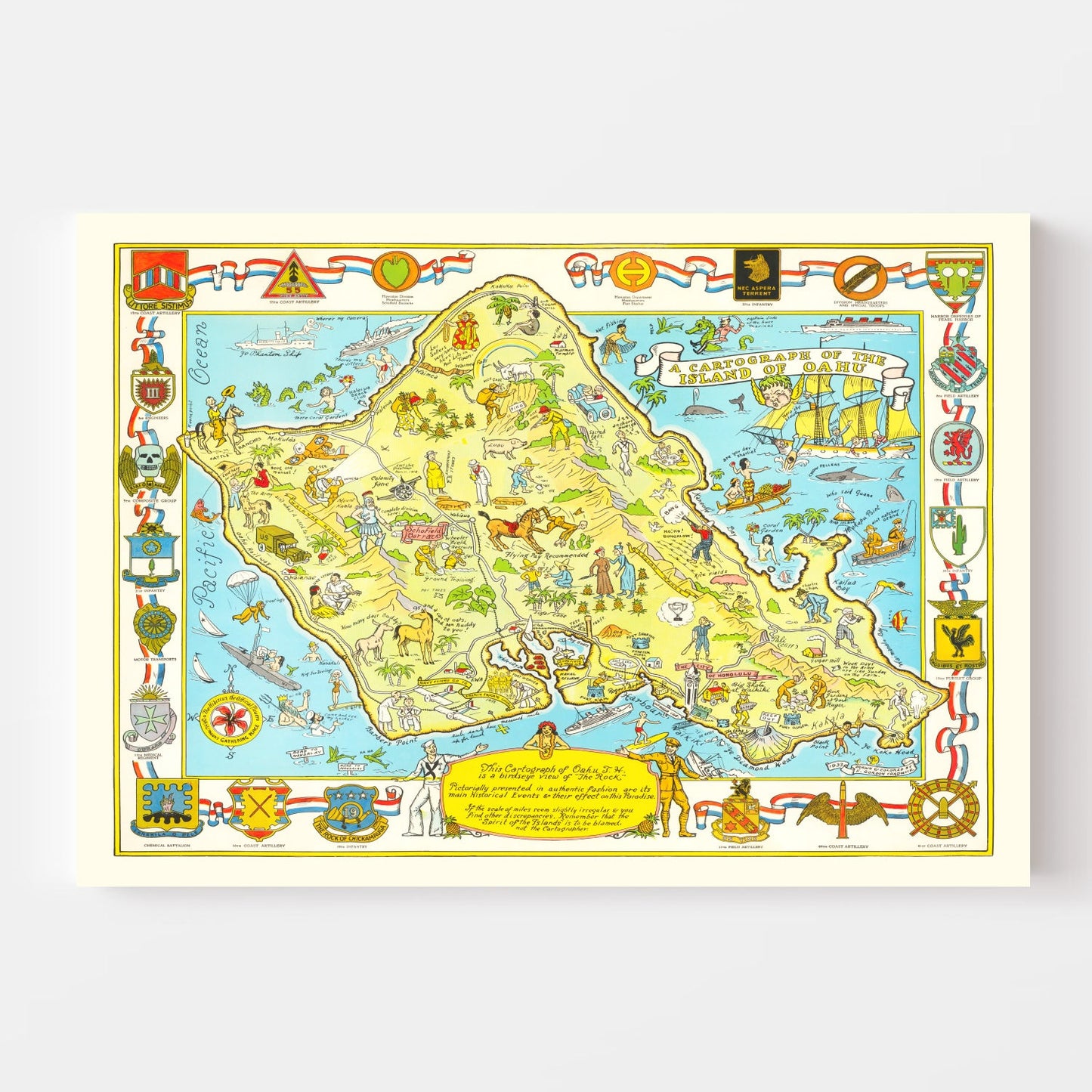 Vintage Map of Oahu, Hawaii, 1933 II