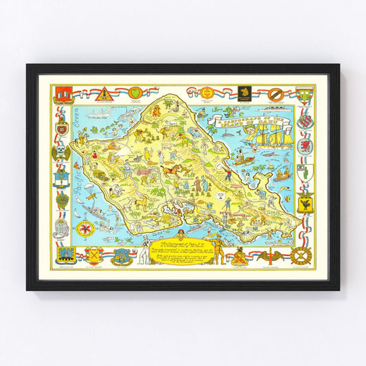 vintage map of Oahu, Hawaii, 1933