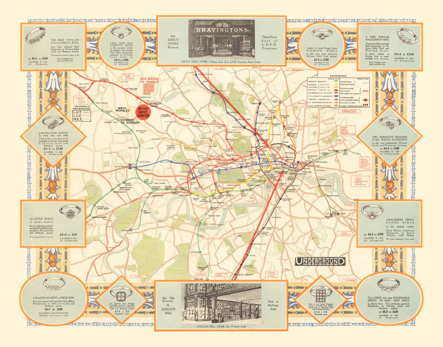 Vintage Railroad Map of London, 1922