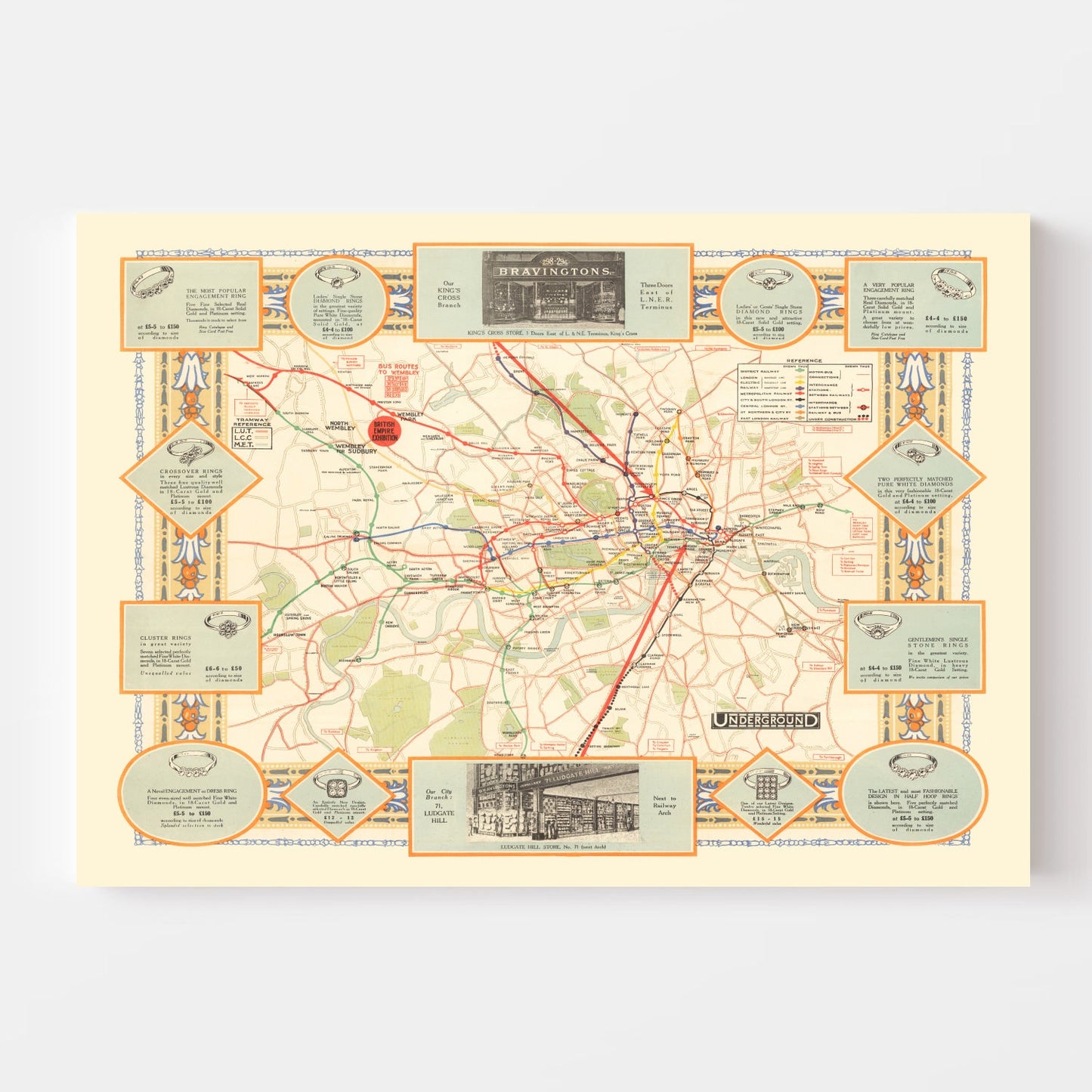 Vintage Railroad Map of London, 1922