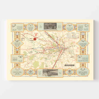 Vintage Railroad Map of London, 1922