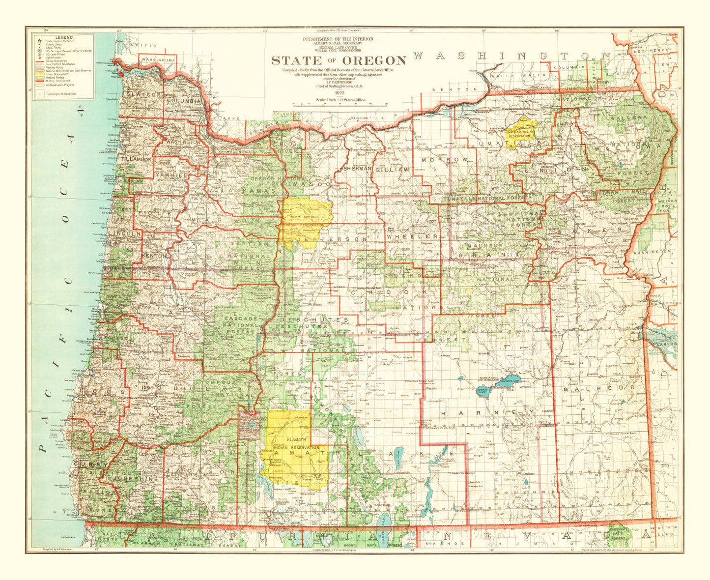 Vintage Map of Oregon, 1922