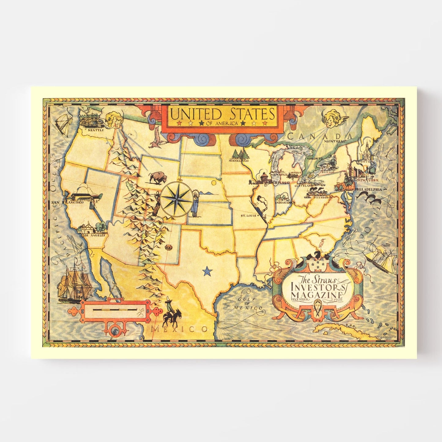 Vintage Map of the United States, 1926 I