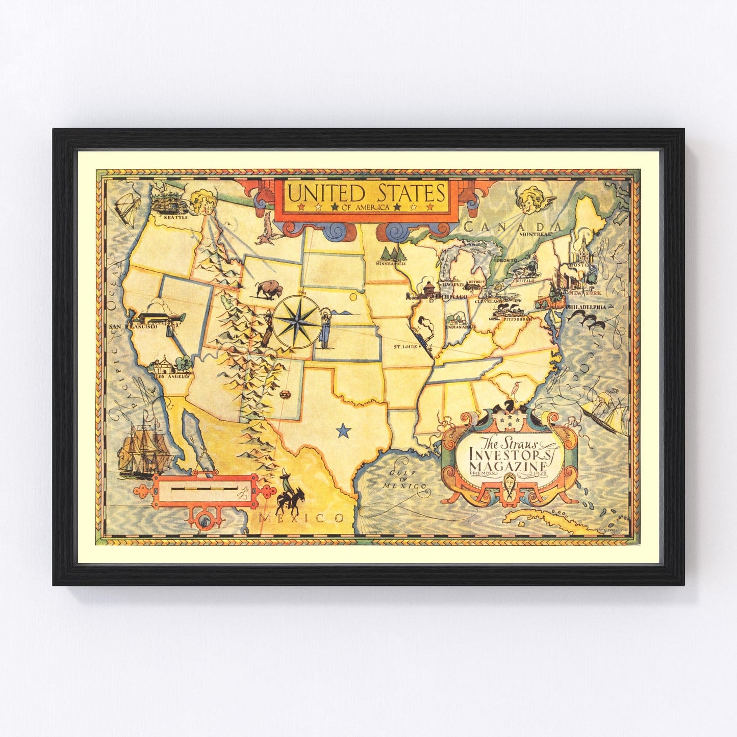 vintage map of the United States, 1926