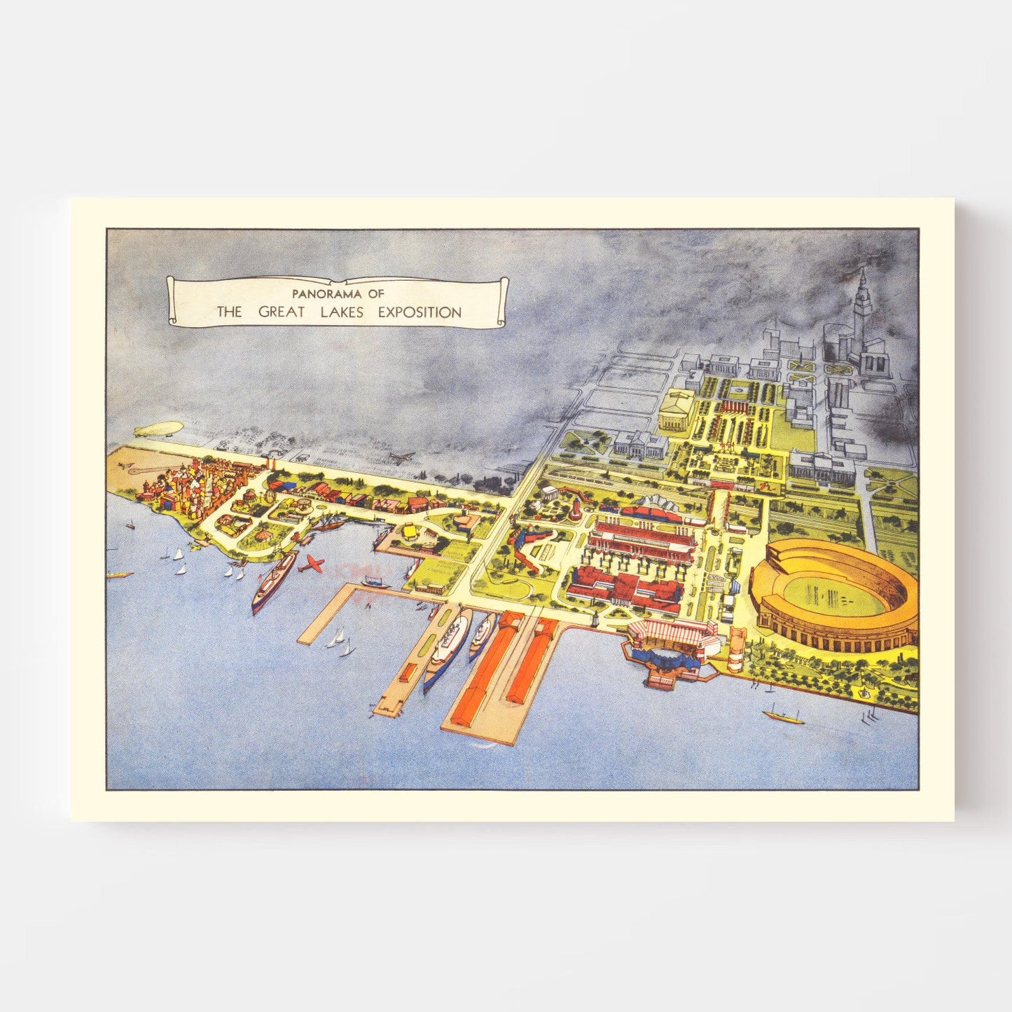 Vintage Map of Great Lakes Exposition, Cleveland, 1936