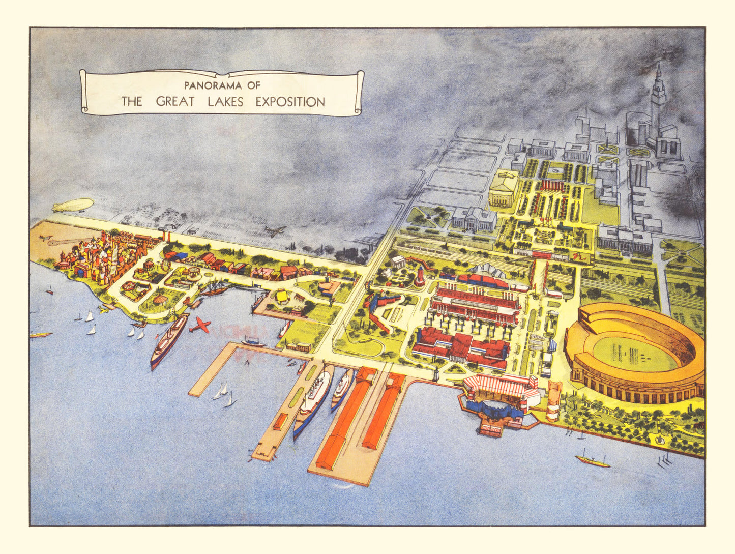 Vintage Map of Great Lakes Exposition, Cleveland, 1936