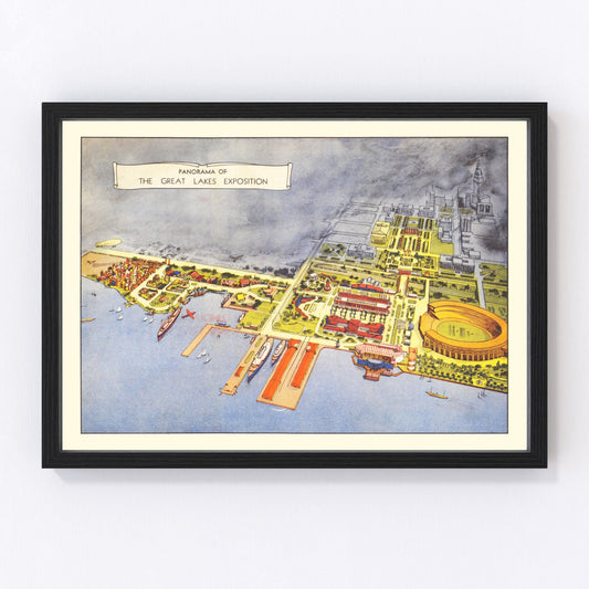 Vintage map of Cleveland Great Lakes Exposition, Ohio, 1936