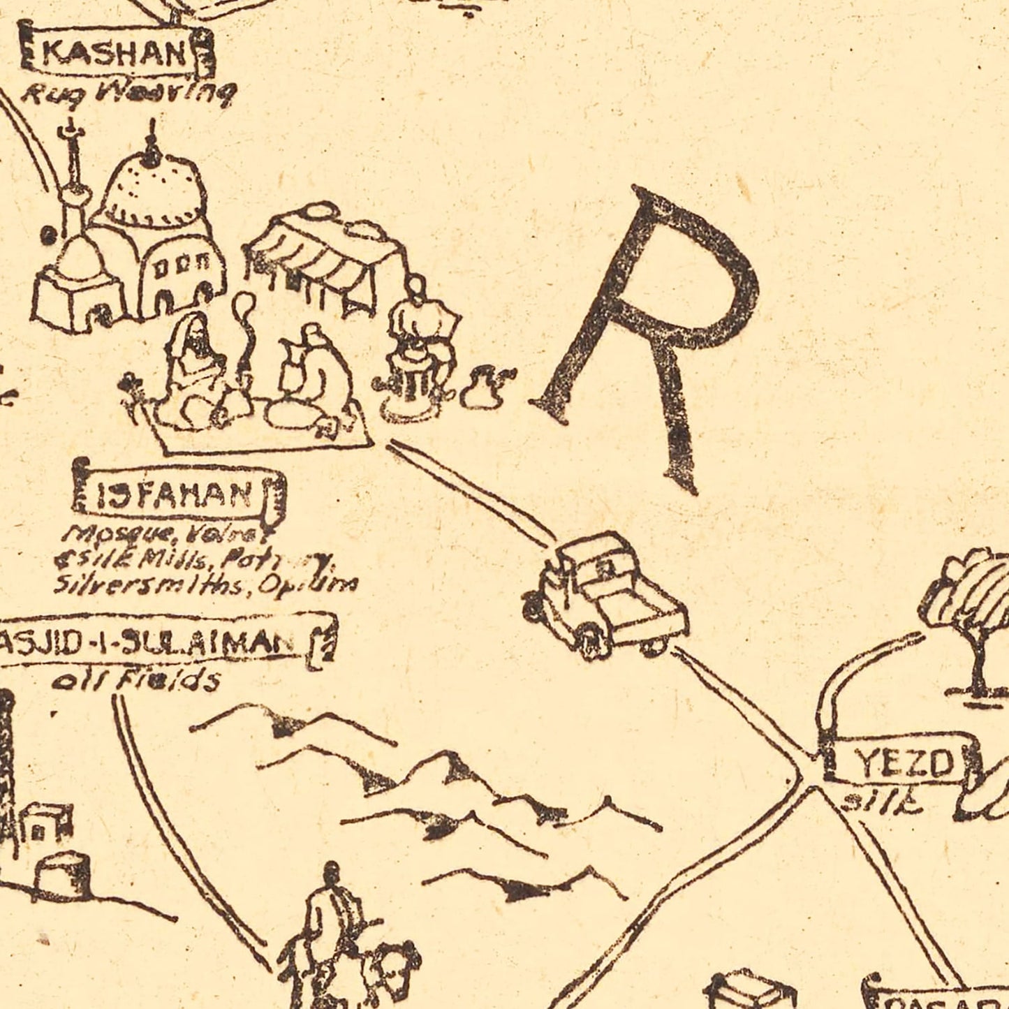 Vintage Map of Iran, 1944