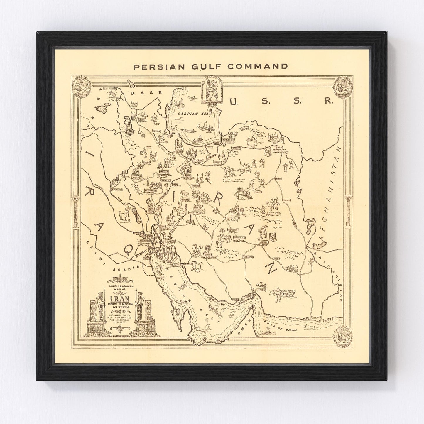 Vintage map of Iran, 1944