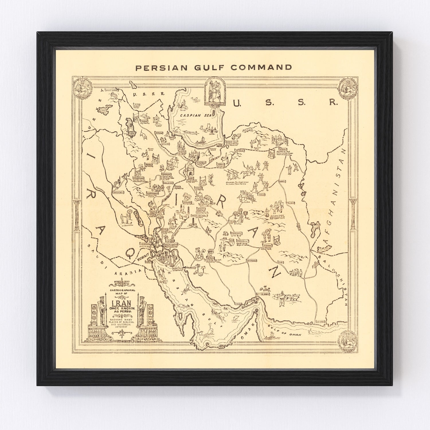 Vintage map of Iran, 1944