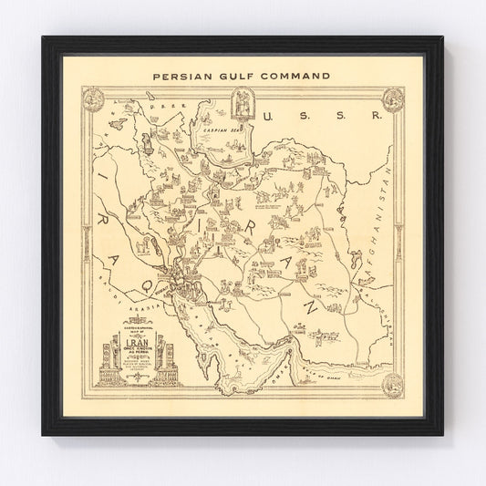 Vintage map of Iran, 1944