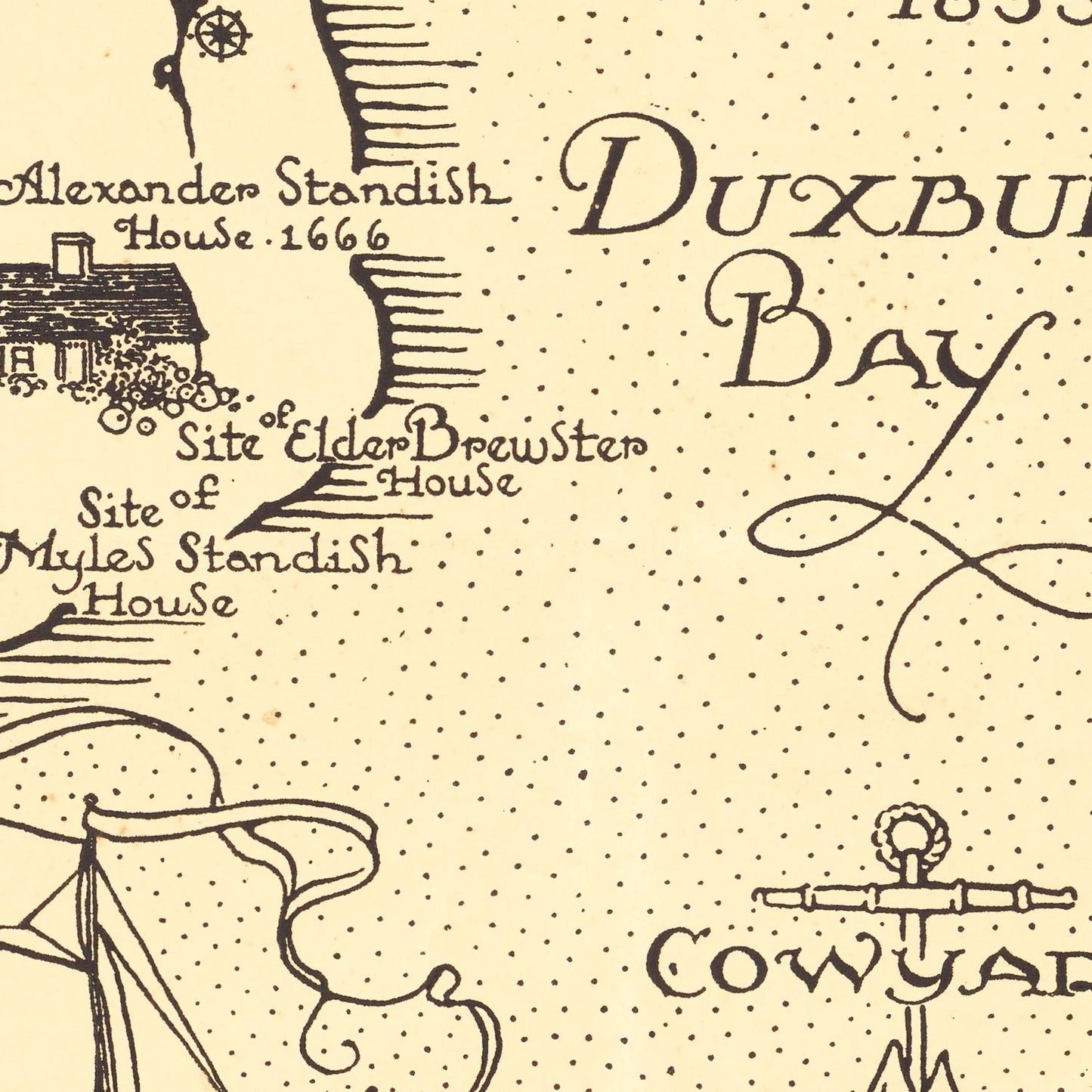 Vintage Map of Plymouth & Duxbury, Massachusetts, 1929