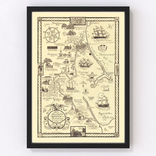 vintage map of Plymouth and Duxbury, Massachusetts, 1929