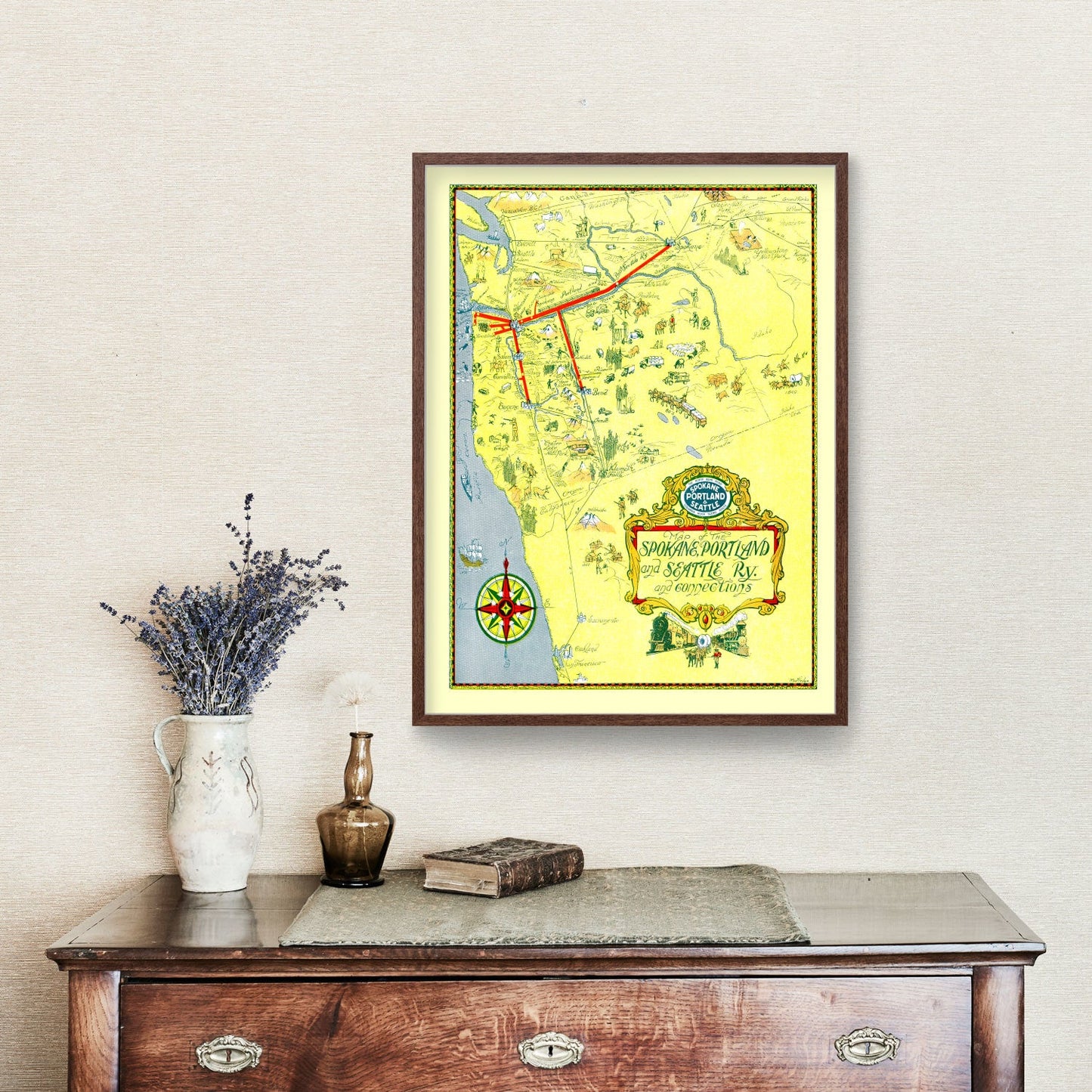 Vintage Railroad Map of the United States, 1917